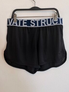 Private Structure Athletic Mesh Running Shorts in Black & Blue Large